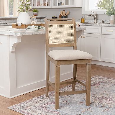 Linon Emmy Claudette Cane Counter Stool
