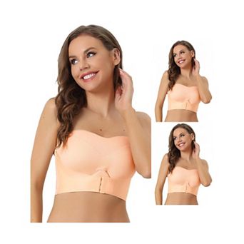 3 Packs Womens Wirefree Bras Strapless Breathable Push-up Support Bralette For Wedding Dress