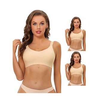 3 Packs Womens No Show Smooth Comfort Adjustable Wide Straps Wireless Minimizers Bras