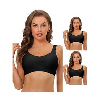 3 Packs Womens No Show Smooth Comfort Adjustable Wide Straps Wireless Minimizers Bras