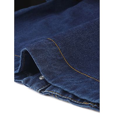 Denim Jacket For Women's Vintage Casual Collar Long Sleeve Button Down Jean Denim Jacket