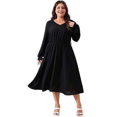 Plus Size Swiss Dot Tie Neck Short Sleeve Blouse
