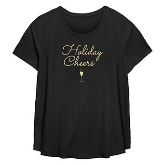 Plus Size Holiday Cheers Flowy Graphic Tee