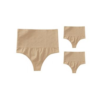 3 Packs Womens Tummy Control Thong Panties Shapewear Slimmer High Waist Non-marking Briefs