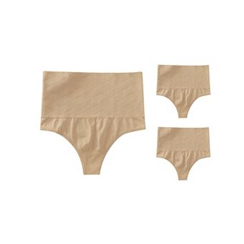 3 Packs Womens Tummy Control Thong Panties Shapewear Slimmer High Waist Non-marking Briefs