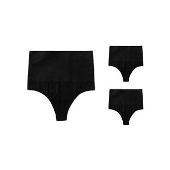 3 Packs Womens Tummy Control Thong Panties Shapewear Slimmer High Waist Non-marking Briefs