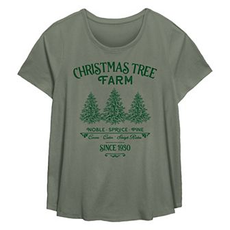 Plus Size Christmas Tree Farm Since 1930 Flowy Graphic Tee