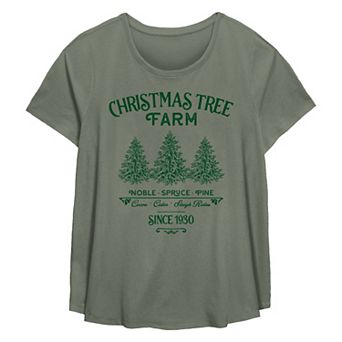 Plus Size Christmas Tree Farm Since 1930 Flowy Graphic Tee