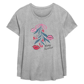 Plus Size Mistletoe Merry Kissmas Flowy Graphic Tee
