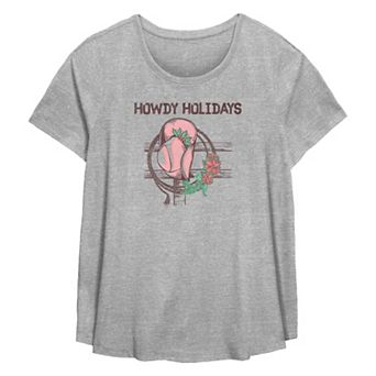 Plus Size Howdy Holidays Cowgirl Hat Flowy Graphic Tee