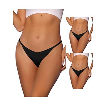 3 Packs Womens V-waisted Underwear Ruched Invisibles Breathable No Trace Thongs