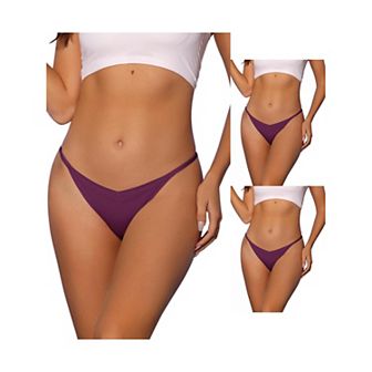 3 Packs Womens V-waisted Underwear Ruched Invisibles Breathable No Trace Thongs