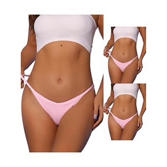 3 Packs Womens V-waisted Underwear Ruched Invisibles Breathable No Trace Thongs