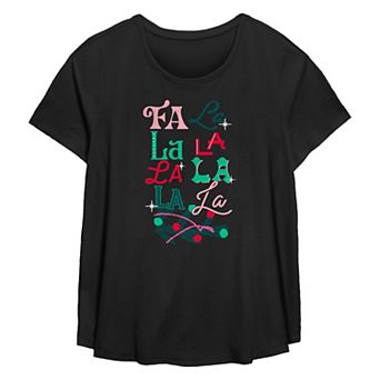 Plus Size Fa La La Christmas Flowy Graphic Tee