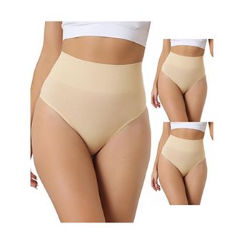 3 Packs Women's High-waisted Briefs Invisible Thong Stretchy Knickers Comfortable Underwear