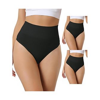 3 Packs Women's High-waisted Briefs Invisible Thong Stretchy Knickers Comfortable Underwear
