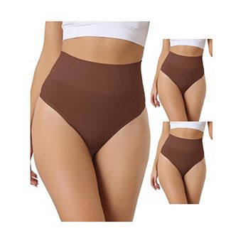 3 Packs Women's High-waisted Briefs Invisible Thong Stretchy Knickers Comfortable Underwear
