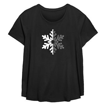 Plus Size Snowflake Flowy Graphic Tee