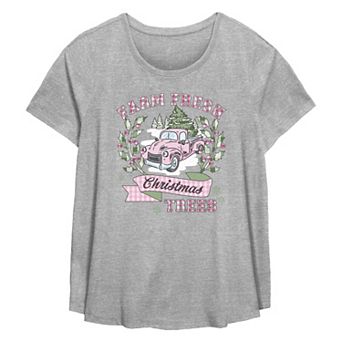 Plus Size Farm Fresh Christmas Trees Flowy Graphic Tee