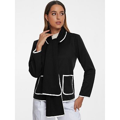 Elegant Coat For Women's Scarf Jacket Button Down Pockets Casual Winter Coats