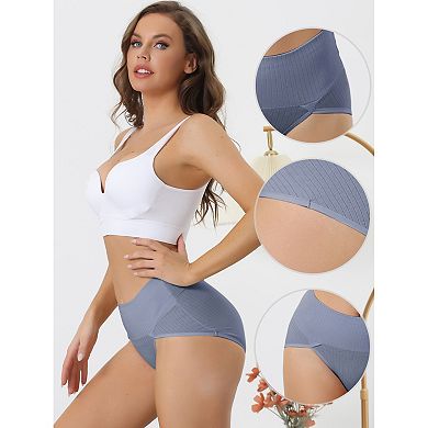 3 Packs Womens Plus Size High Waist Stretch Briefs Underpants Tummy Control Panties