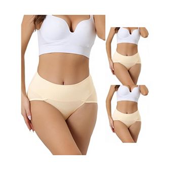 3 Packs Womens Plus Size High Waist Stretch Briefs Underpants Tummy Control Panties