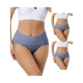3 Packs Womens Plus Size High Waist Stretch Briefs Underpants Tummy Control Panties
