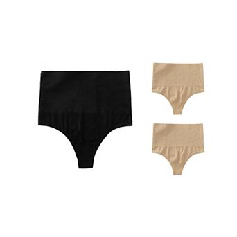 3 Packs Women's Tummy Control Thong Panties Shapewear Slimmer High Waist Non-marking Briefs