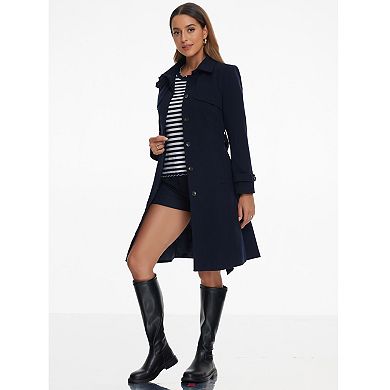 Women's Winter Coat Collared Single Breasted Long Sleeve Classic Pea Coat