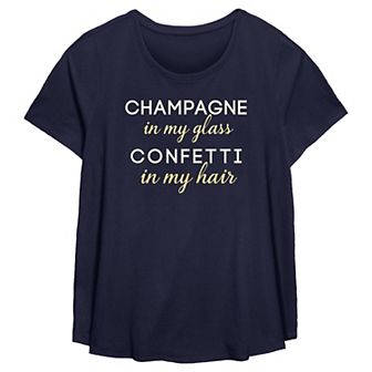 Plus Size Champagne In My Glass Confetti In My Hair Flowy Graphic Tee