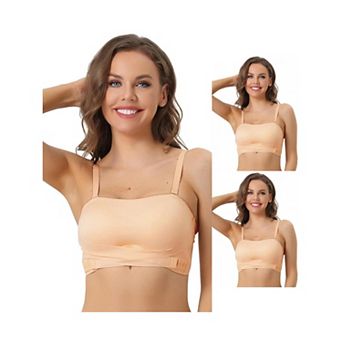 3 Packs Womens Strapless Bras Wirefree Adjustable Straps Push-up Removable Pads Bralette