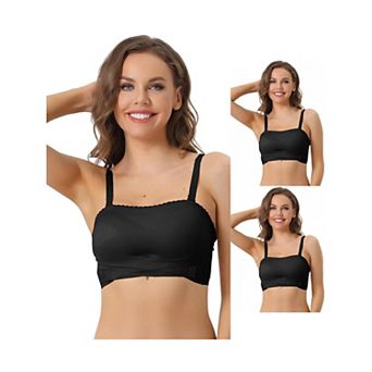 3 Packs Womens Strapless Bras Wirefree Adjustable Straps Push-up Removable Pads Bralette