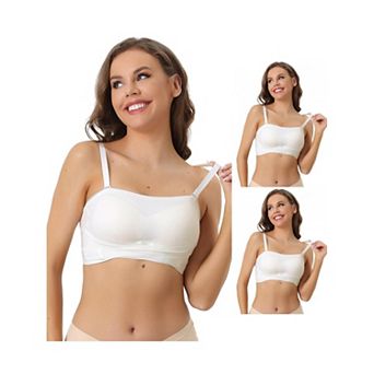 3 Packs Womens Strapless Bras Wirefree Adjustable Straps Push-up Removable Pads Bralette