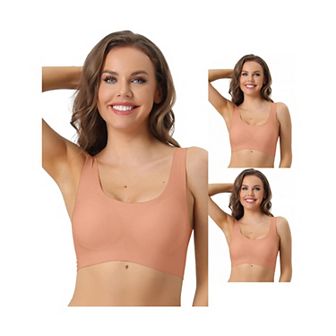 3 Packs Women's Sports Bras Wirefree Lightly Push Up Workout Yoga Sleep Comfort Bralette