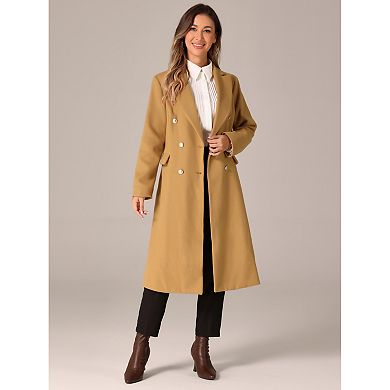 Double Breasted Coat For Women's Notched Lapel Collar Classic Winter Overwear