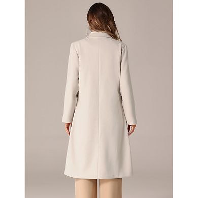 Double Breasted Coat For Women's Notched Lapel Collar Classic Winter Overwear