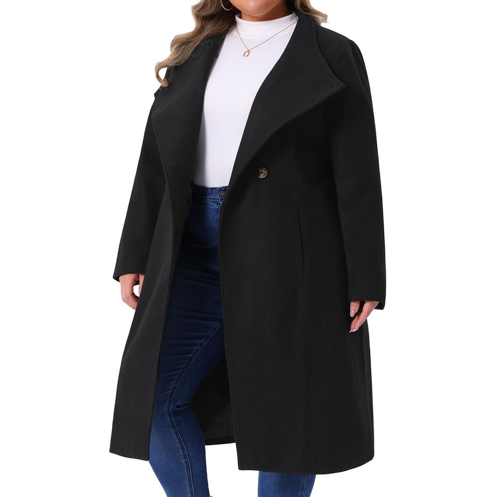 Plus Size Overcoat For Women Classic Stand Collar Long Sleeve