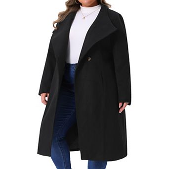 Plus Size Overcoat For Women Classic Stand Collar Long Sleeve Winter Long Coat