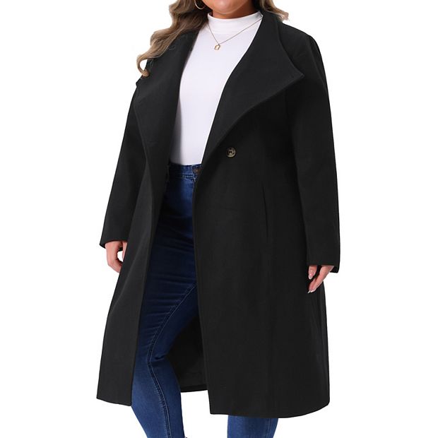 Plus Size Overcoat For Women Classic Stand Collar Long Sleeve