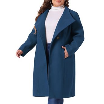 Plus Size Overcoat For Women Classic Stand Collar Long Sleeve Winter Long Coat