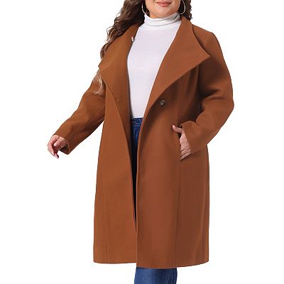 Plus Size Overcoat For Women Classic Stand Collar Long Sleeve