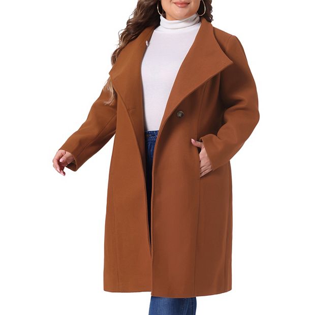 Plus Size Overcoat For Women Classic Stand Collar Long Sleeve