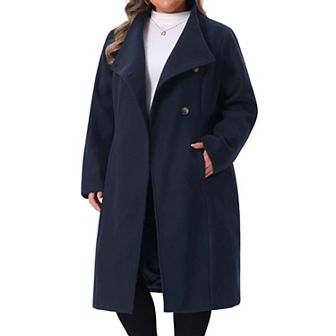 Plus Size Overcoat For Women Classic Stand Collar Long Sleeve Winter Long Coat