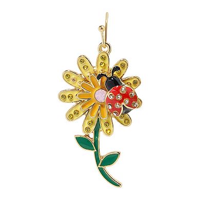 Celebrate Together Gold Tone Ladybug Yellow Flower Drop Earrings