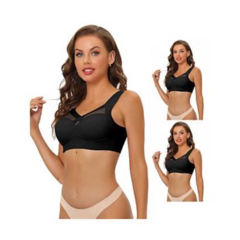 3 Packs Women's Push Up Minimizers Full Coverage Mesh Wirefree Bras