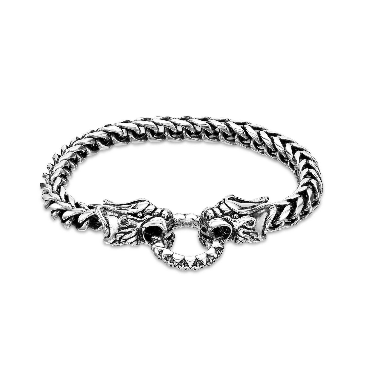 Gunmetal Grey Stainless Steel Dragon Head Bracelet | In stock! | Lucleon