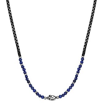 Men's LYNX Stainless Steel Box Chain Bead Skull Necklace