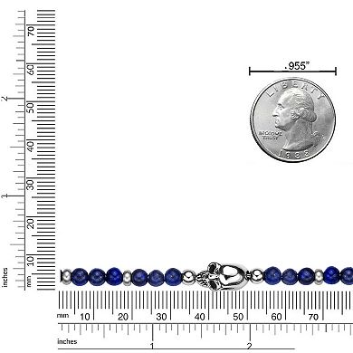 Men's LYNX Stainless Steel Box Chain Bead Skull Necklace