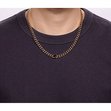 Men's LYNX Stainless Steel Black Spinel Curb Chain Necklace