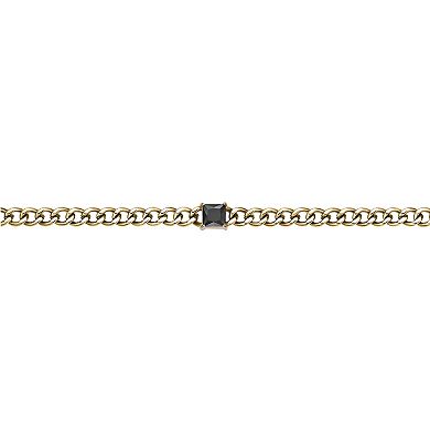 Men's LYNX Stainless Steel Black Spinel Curb Chain Necklace